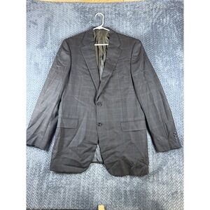 Hickey Freeman Blazer Jacket Mens 38R Gray Plaid Notch Lapel USA Made
